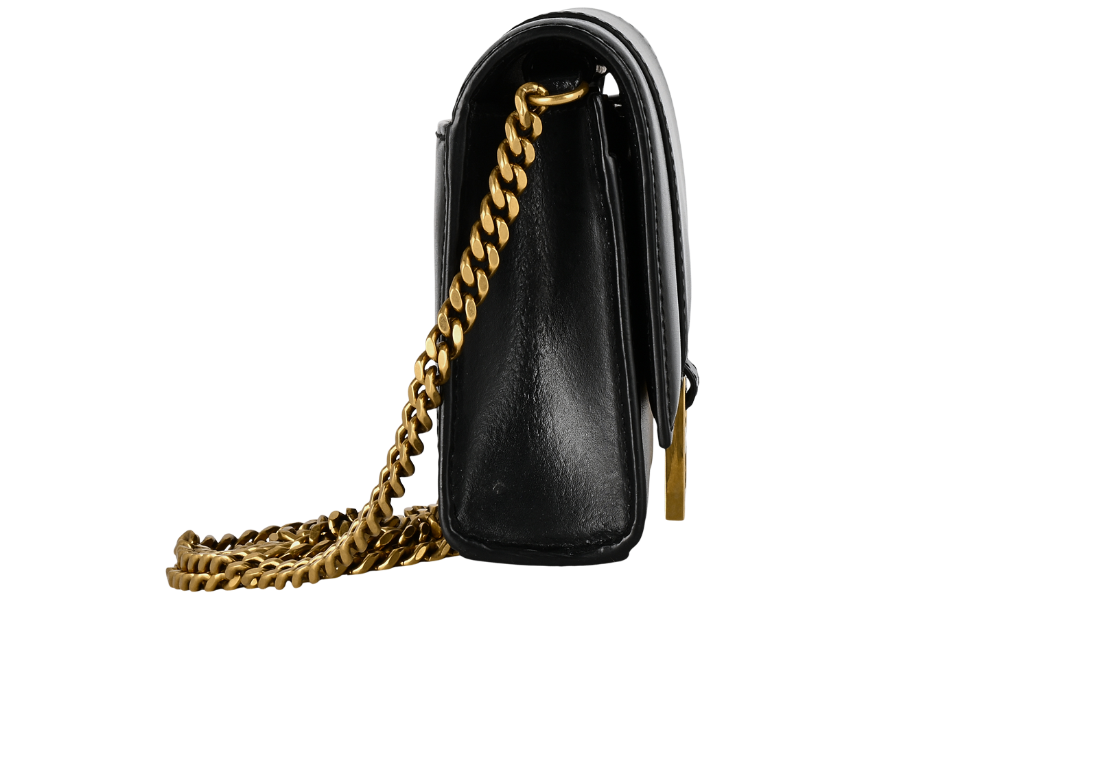 Hourglass Wallet On Chain, &pound;650, Handbags, Black, Leather, Side view
